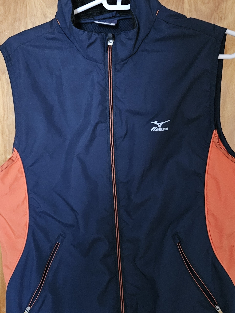 Mizuno Men's Navy and Orange Sleeveless Running Or Cycling Vest